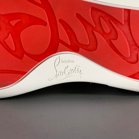 CHRISTIAN LOUBOUTIN Size 6.5 Gold White Leather High Top Lace Up Shoes