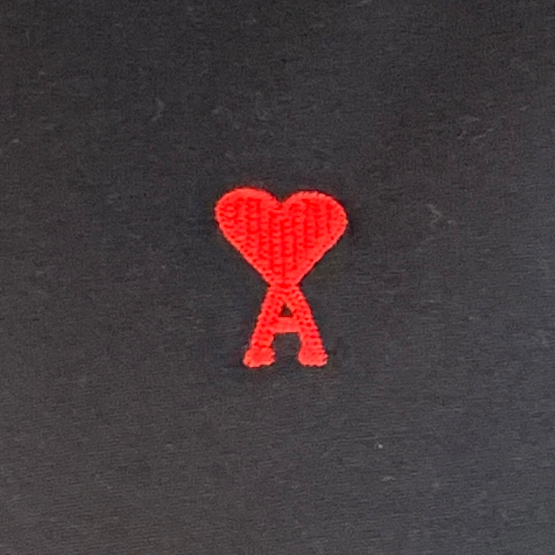 AMI by ALEXANDRE MATTIUSSI Size XL Black Red Heart Logo Cotton Crew Neck T-shirt