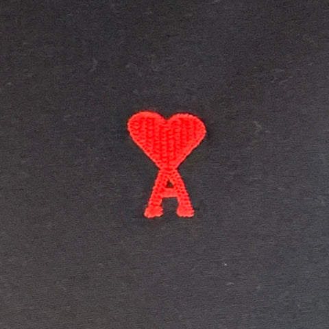 AMI by ALEXANDRE MATTIUSSI Size XL Black Red Heart Logo Cotton Crew Neck T-shirt