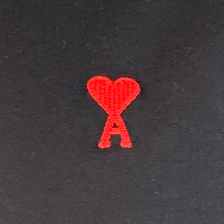 AMI by ALEXANDRE MATTIUSSI Size XL Black Red Heart Logo Cotton Crew Neck T-shirt