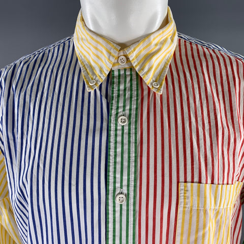 ROWING BLAZERS Size L White Multi-Color Stripe Cotton Long Sleeve Shirt