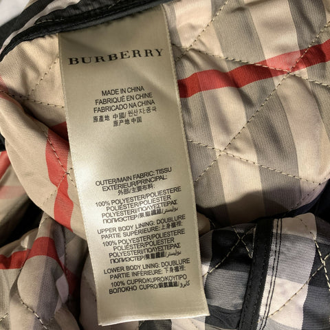 BURBERRY Size 6 Black Bronze Polyester Quilted Double Breasted Coat