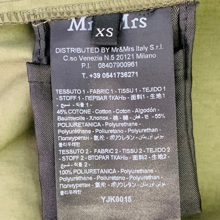 MR & MRS Size XS Green Olive Shimmery Cotton Blend Parka Jacket