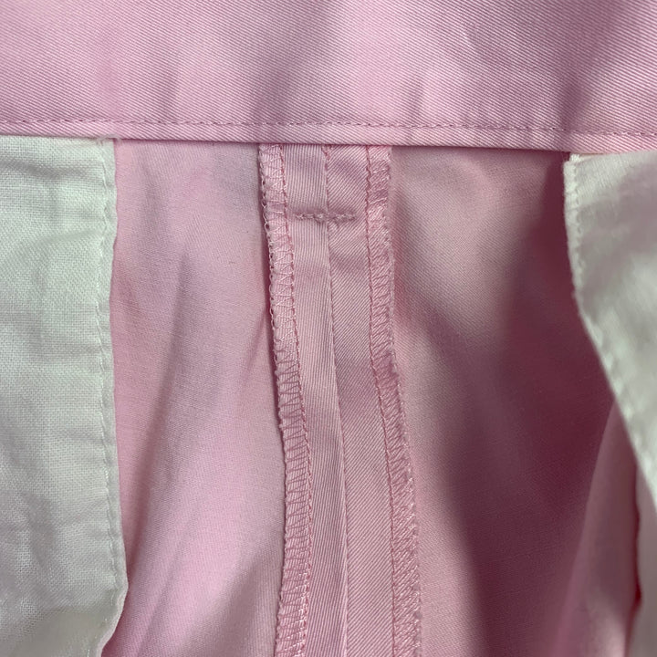 DSQUARED2 Size 34 Pink Twill Cotton Blend Flat Front Tapered Button Fly Dress Pants