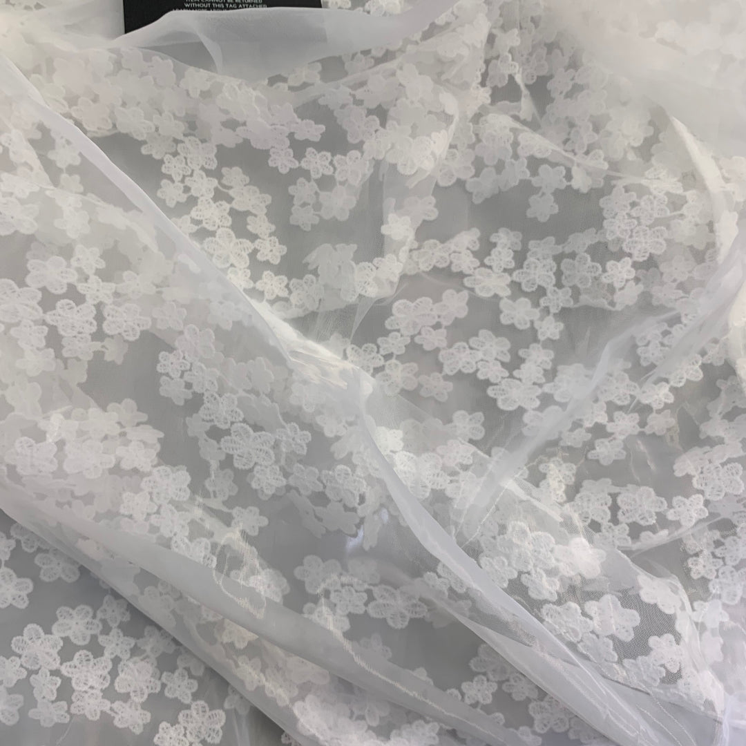 CYNTHIA ROWLEY Size M White Polyester Lace Peak Lapel Pantsuit