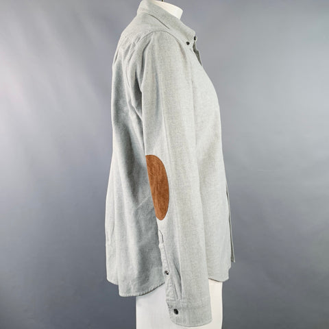 J CREW Size XL Light Grey Brown Cotton Button Down Long Sleeve Shirt