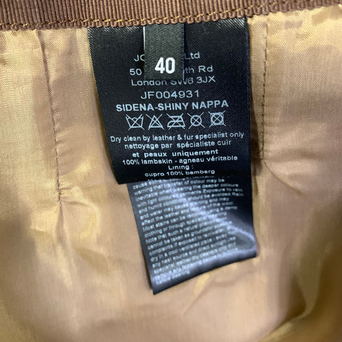 JOSEPH Size L Tan Leather Lambskin Skirt