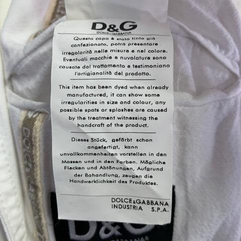 D&G by DOLCE & GABBANA Size 38 White Cotton Peak Lapel Jacket