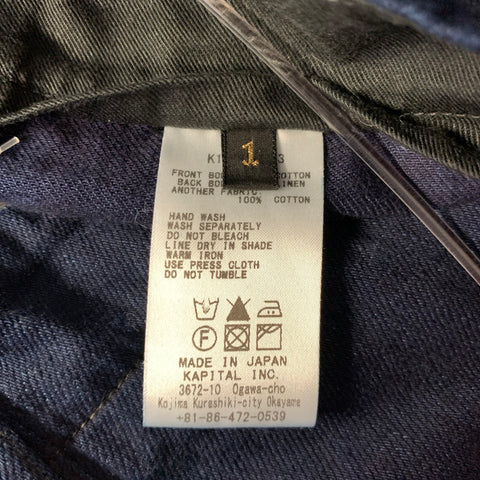 KAPITAL Size S Navy Indigo Cotton Linen Wide Shorts