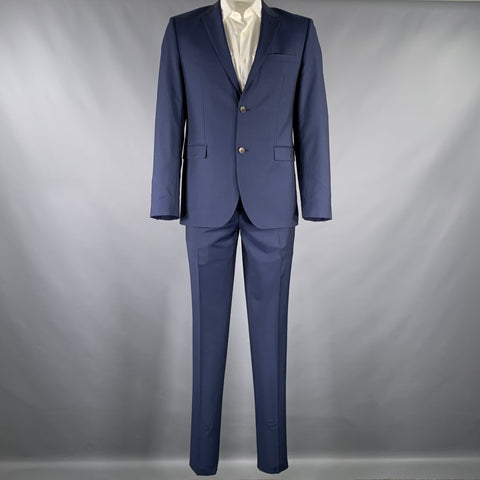Costume Sand bleu marine en laine et mohair à simple boutonnage, taille 42