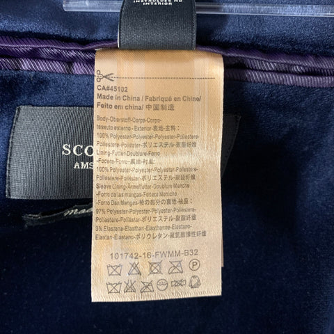 SCOTCH AND SODA Chest Size 38 Navy Velvet Polyester Peak Lapel Suit