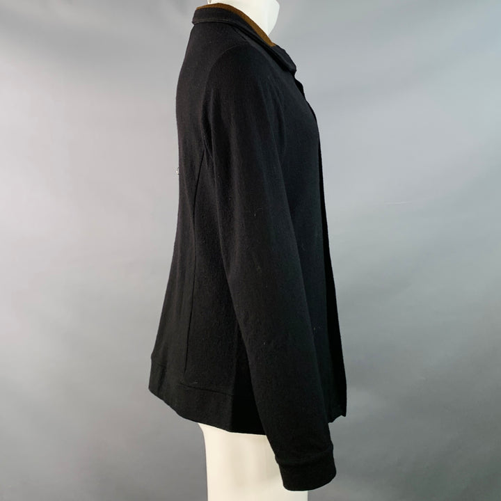 ANN DEMEULEMEESTER Size M Black Wool Crepe Buttoned Shirt Jacket