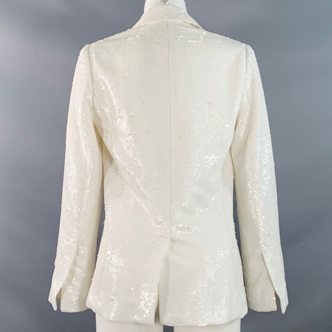 ZADIG & VOLTAIRE Size XS White Polyester Sequined Peak Lapel Snap Jacket Blazer