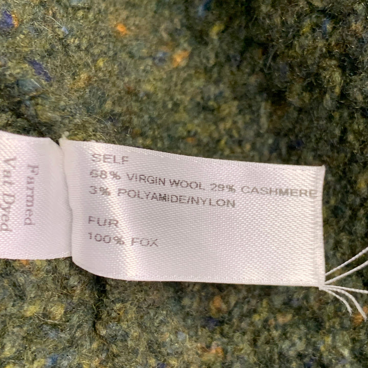 CAROLINA HERRERA Size XS Green Virgin Wool Cashmere Blend Cable Knit Coat