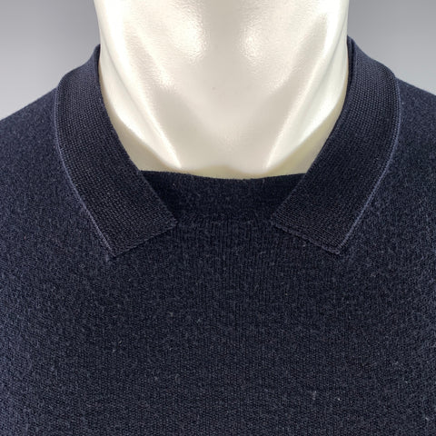 JIL SANDER Size XS Navy Knit Ribbed Pullover
