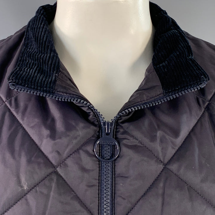 BARBOUR Size XL Finn Navy Quilted Polyamide Zip Up Puffer Vest