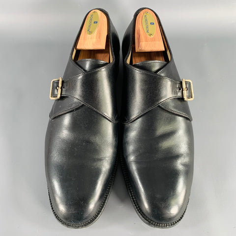 SALVATORE FERRAGAMO Size 8 Black Leather Monk Strap Loafers