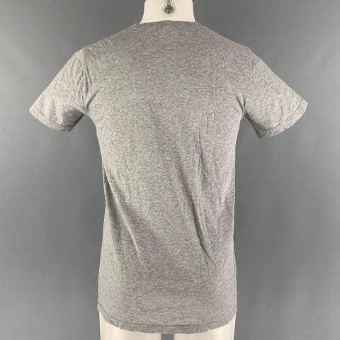 BALMAIN Talla M Camiseta gris lisa de algodón con cuello redondo