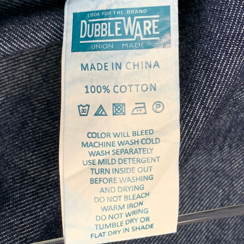 DUBBLE WARE Size L Blue Navy Stripe Cotton Patch Pockets Long Sleeve Shirt