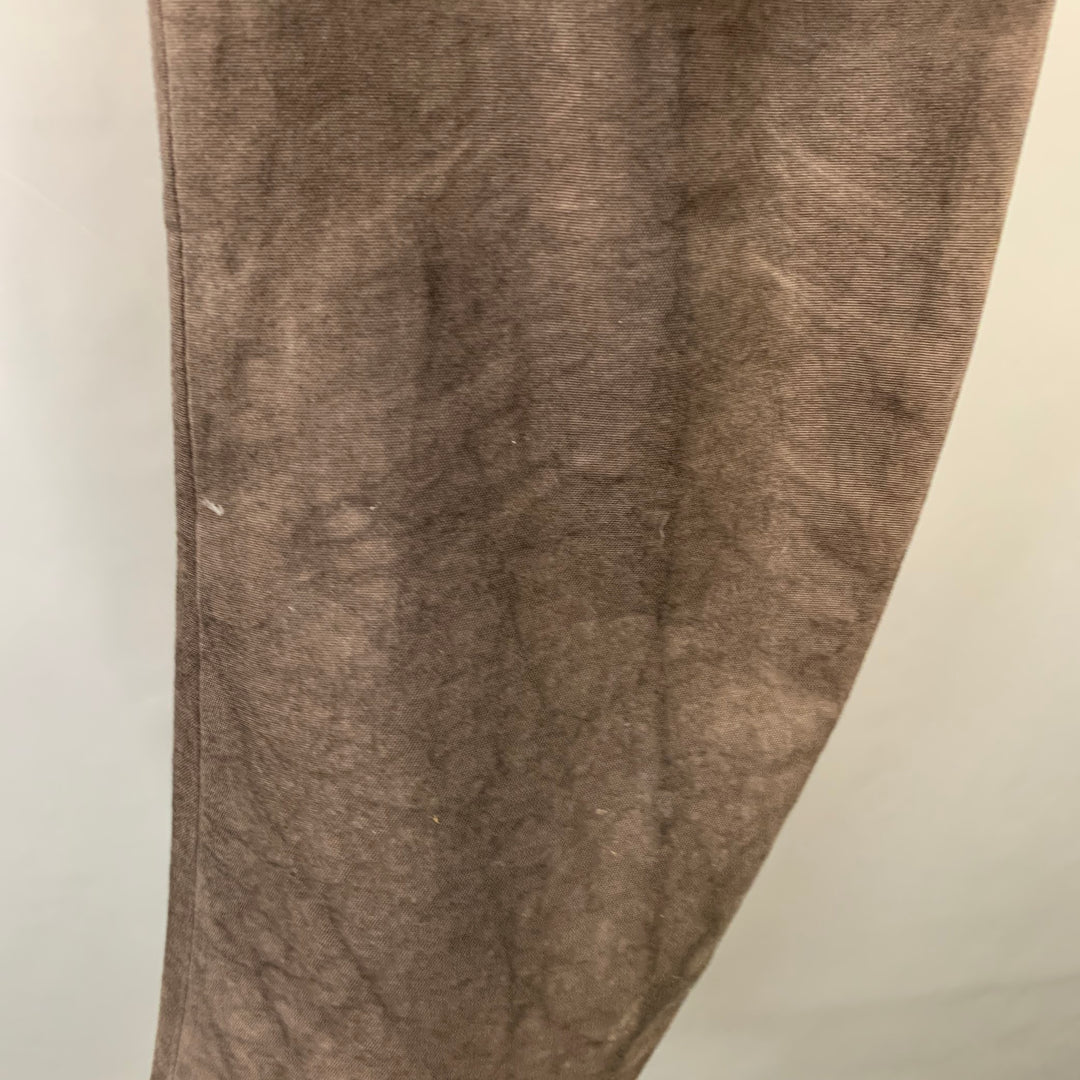 ATTACHMENT Size 34 Brown Cotton Blend Side Tabs Straight Casual Pants