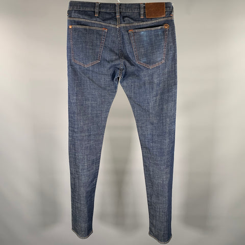 PAUL SMITH JEANS Size 33 Navy Contrast Stitch Denim Tapered Jeans