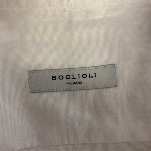 BOGLIOLI Size S White Cotton Cutaway Collar Long Sleeve Shirt