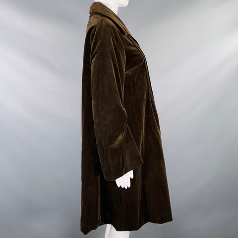 LILITH Size S Brown Cotton Velvet Pleated Full Skirt Coat