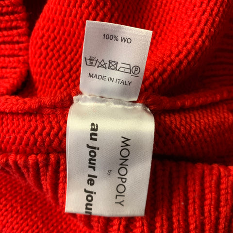 AU JOUR LE JOUR Size XS Red Black Knitted Wool Crew Neck Sweater