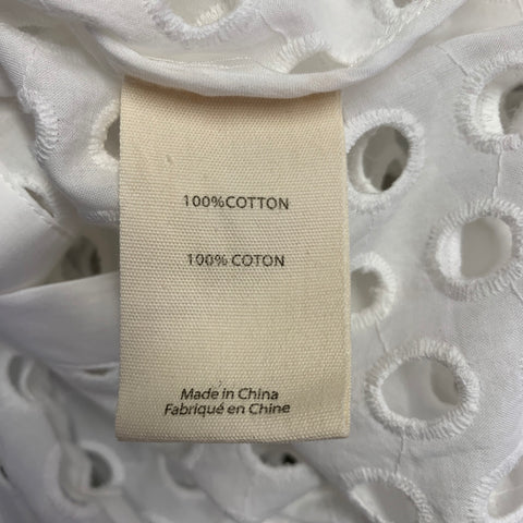 L'AGENCE Size L White Cotton Eyelet Button Up Shirt