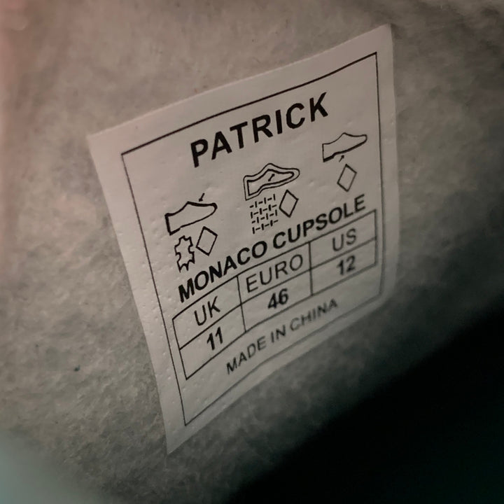 PATRICK MONACO Size 12 Cupsole Green Yellow Stripe Suede Low Top Sneakers