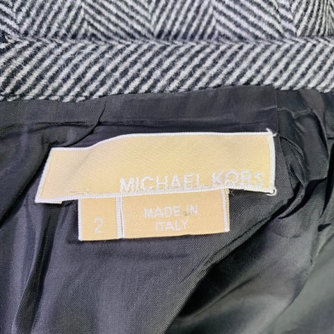 MICHAEL KORS COLLECTION Size 2 Grey Black Wool Cashmere Herringbone Pencil Skirt