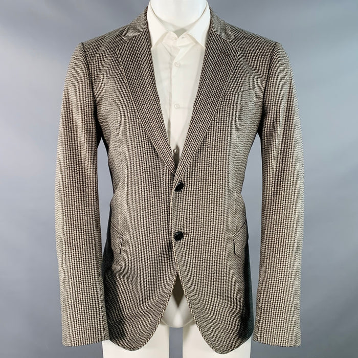 ARMANI COLLEZIONI Size M Black Cream Houndstooth Velvet Sport Coat