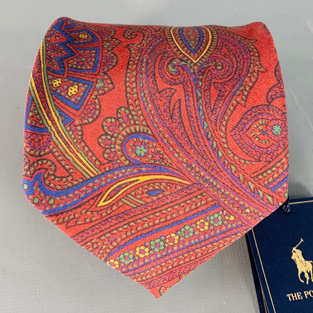 POLO by RALPH LAUREN Burgundy Multi Color Paisley Silk Twill Tie