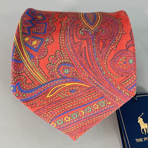 POLO by RALPH LAUREN Burgundy Multi Color Paisley Silk Twill Tie