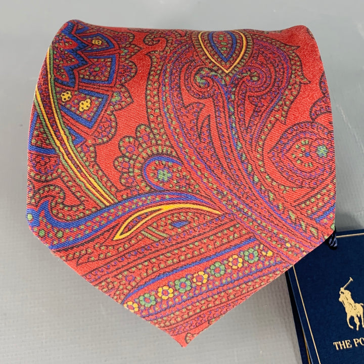 POLO by RALPH LAUREN Burgundy Multi Color Paisley Silk Twill Tie