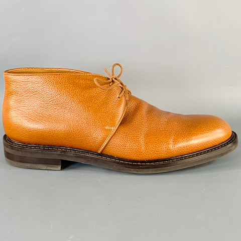 JOHN LOBB Bottines Chukka à lacets en cuir grainé marron, taille 8,5, modèle Grove