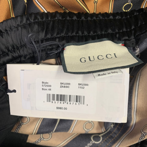 GUCCI Size 28 Gold Black Stripe Acetate Joggers Shorts