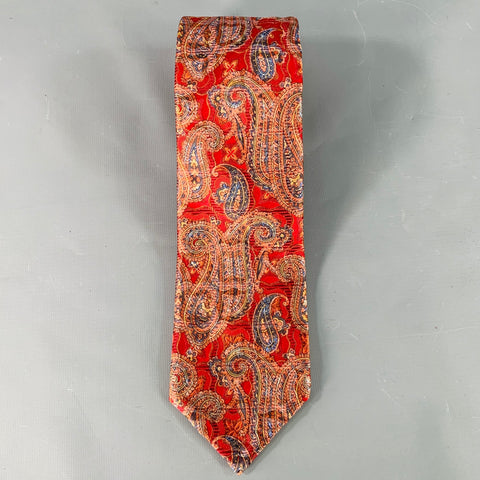 ROBERT TALBOTT Red Orange Paisley Silk Tie