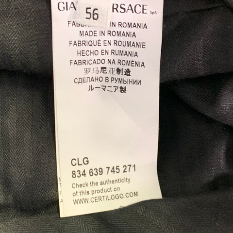 VERSACE COLLECTION Size 46 Navy Wool Shiny Notch Lapel Suit