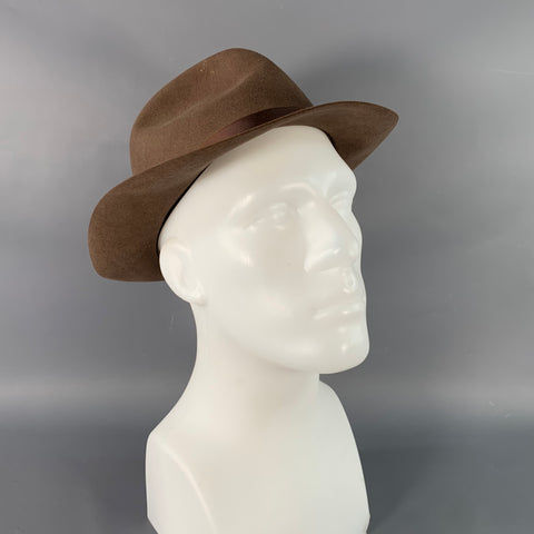 NEIMAN MARCUS Size 7.5 Weekender Brown Fur Blend Felt Fedora Hat