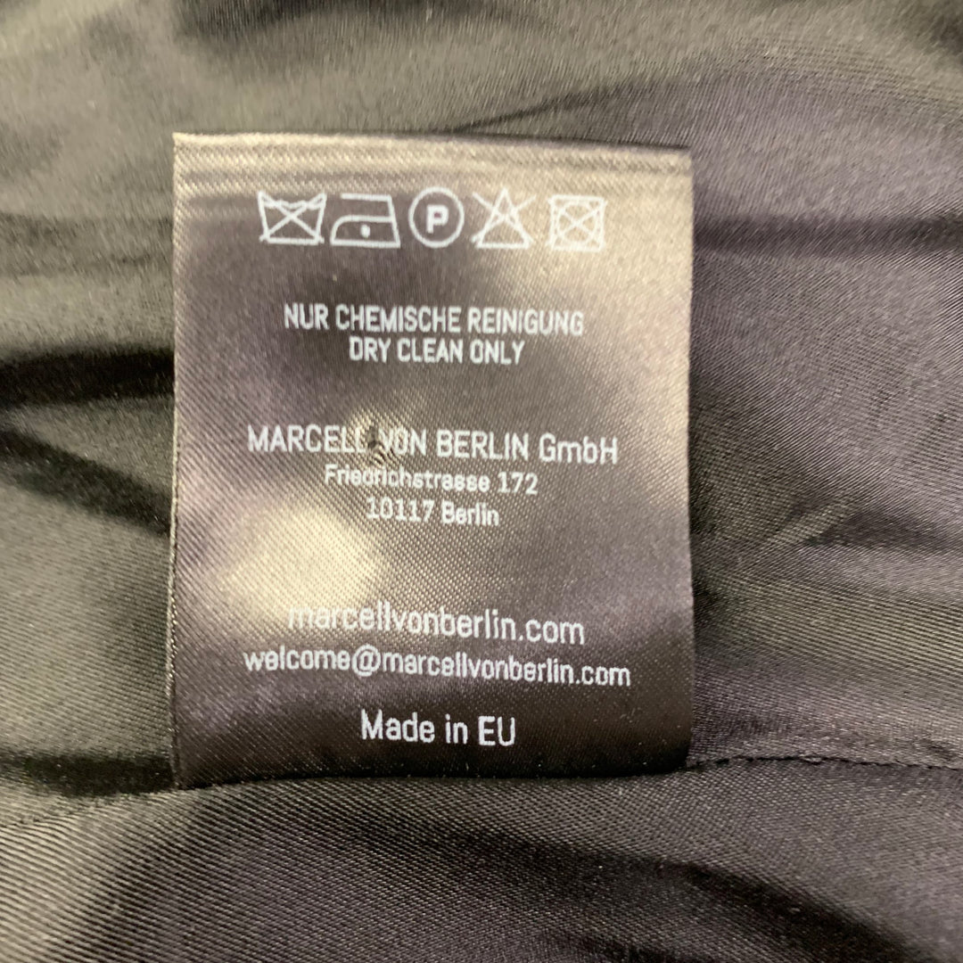 MARCELL VON BERLIN Size 36 Orange Black White Abstract Print Cotton Slim Fit Sport Coat