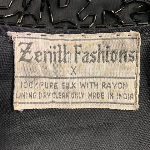 ZENITH FASHIONS Size M Black Multi Color Silk Sequined Jacket Blazer