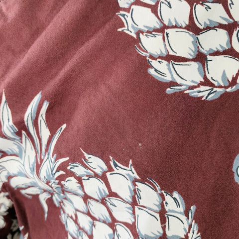 VALENTINO Size M Brown White Pineapple Print Cotton Pop Over Short Sleeve Shirt