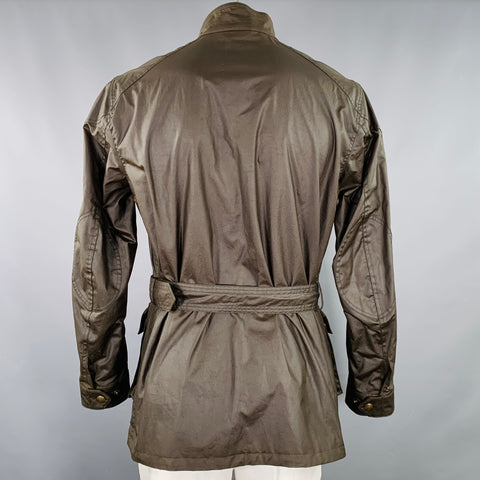 BELSTAFF Size 42 Trialmaster Green Olive Coated Cotton Parka Jacket