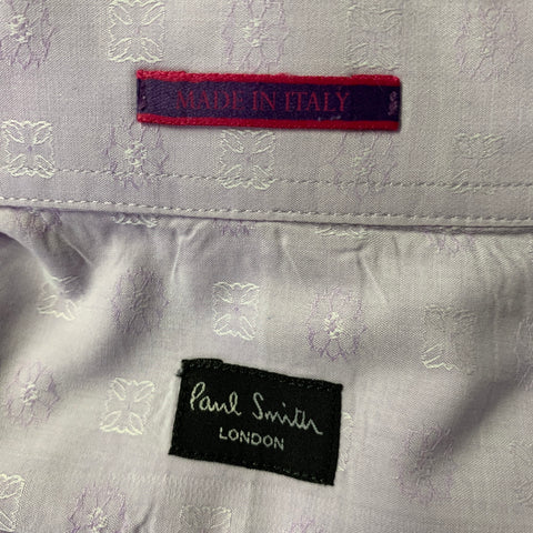 PAUL SMITH Size XL Purple Lavender Jacquard Cotton French Cuff Long Sleeve Shirt
