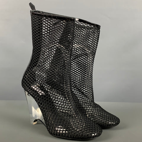 ALAIA Talla 7 Botas de cuña transparentes negras