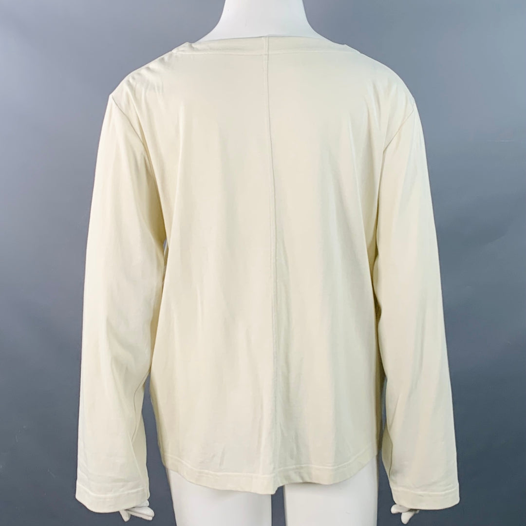 THE ROW Size L Beige Cotton Oversized One Pocket Scoop Neck Pullover