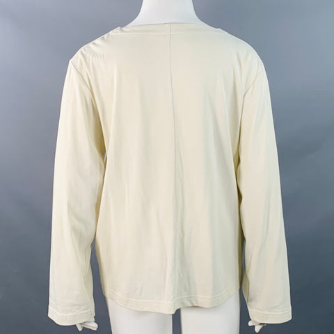 THE ROW Size L Beige Cotton Oversized One Pocket Scoop Neck Pullover