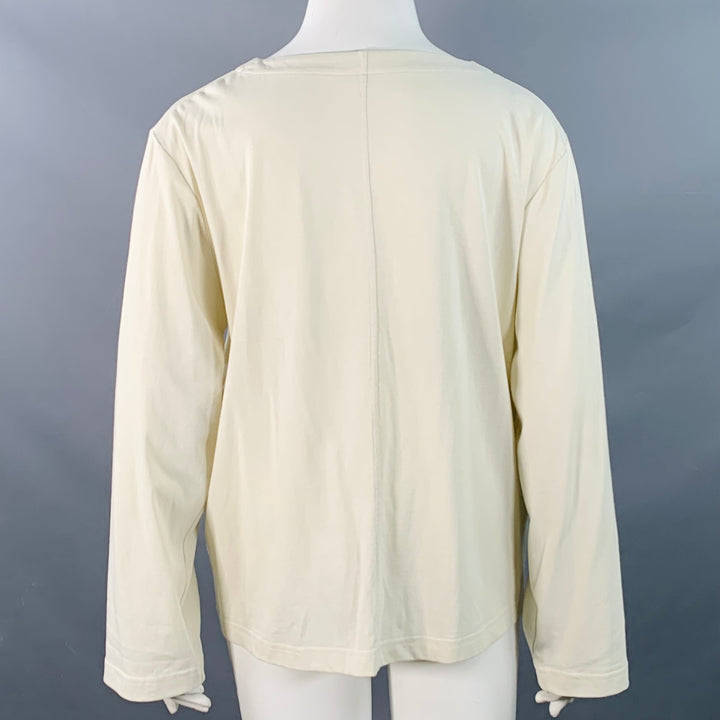 THE ROW Size L Beige Cotton Oversized One Pocket Scoop Neck Pullover