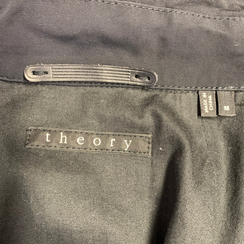 THEORY Size M Marvey Conquest Black Nylon Cotton Single Breasted Coat